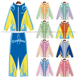 Set personalizzato di due pezzi giacca a vento Set da uomo abbigliamento con cerniera giacca e pantaloni da Jogging abbigliamento sportivo tuta - Product Image 4