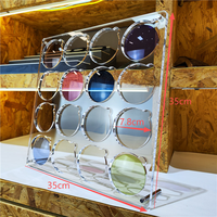 Présentoir à lentilles en acrylique transparent, support d'affichage pour verres de lunettes, organisateur de lentilles de myopie avec support métallique amovible
