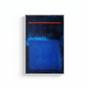 Rothko Style Abstract <b>Canvas</b> Print: Deep Blue, Red Line Accent,WHITE <b>FRAMED</b> <b>CANVAS</b> - Product Image 2
