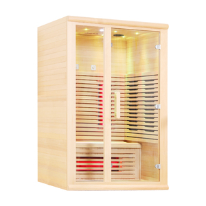 Sauna en bois de hemlock de haute qualité pour 2 personnes, avec panneau de commande et éclairage rouge. - Product Image 3