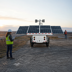 Tour d'éclairage mobile solaire TPE-1200L avec 4 projecteurs LED de 150W, 16,08 kWh, montée sur remorque pour la construction, l'exploitation minière et la location TPE-1200L - Product Image 6