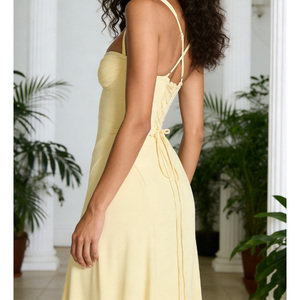 Abito lungo elegante <span class=keywords><strong>da</strong></span> sera con <span class=keywords><strong>scollo</strong></span> a cuore, spalline incrociate regolabili e <span class=keywords><strong>schiena</strong></span> allacciata, linea ad A fluida, per vendita all'ingrosso - Product Image 5