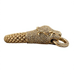 Brazaletes de Lujo Plateados para Hombre con Cabeza de Guepardo y Patrón de Leopardo Fino con Incrustaciones de Moissanita, Ideales para Regalo de Aniversario - Product Image 3