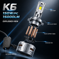 Ampoule de phare LED SFIDA K6 nouvelle génération haute puissance 6000K 12V super lumineuse pour voitures H4/H11