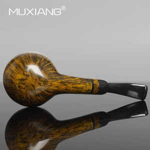 Muxiang Handcrafted Briarwood Pipe Bent Type Large Apple Shape Tobacco Pipe For Men - Product Image 2