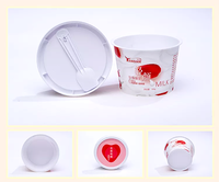 Tasse en plastique avec impression personnalisée IML, paquet alimentaire recyclable jetable, récipients à yaourt, baignoire à yaourt en plastique