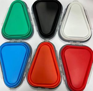Silicone Stackable Pizza Holder Reusable Portable <b>Collapsible</b> Pizza <b>Storage</b> Container Lid 3 Compartments Leak Proof Dishwasher - Product Image 5