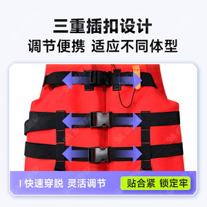 Chaleco Salvavidas para Adultos, 75n de Flotabilidad, Rojo, Tela Oxford, Reflectante, para Pesca, Natación, Deportes Acuáticos, Rescate, Talla Única - Product Image 5