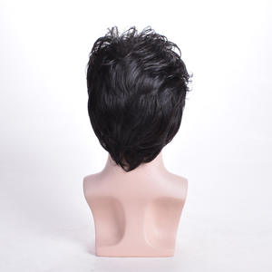 Pelucas de Moda para <span class=keywords><strong>Hombre</strong></span>, Estilo Europeo y Americano, Cortas y Rizadas, con Diadema, Negras y Realistas, Suministradas por Fábrica China para <span class=keywords><strong>Amazon</strong></span> - Product Image 2