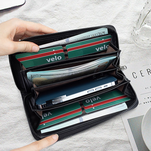 Japanese Style Genuine Leather <b>Long</b> <b>Wallet</b> Black Large Capacity Multiple Card Slots Rfid Protection Unisex Clutch Bag - Product Image 1