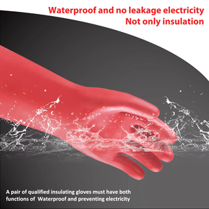 Enhebatu عالية الجهد 25KV كهربائي منع المطاط معزول قفازات السلامة للماء المضادة للانزلاق لسلامة العمل كهربائي - Product Image 5