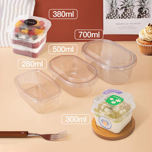 Copos de Plástico para Sobremesas <span class=keywords><strong>PET</strong></span> Transparentes, Caixa de Bolo, Recipiente para Tiramisu, Caixas de Mousse de Grau Alimentício com Tampas, para Gelatina, Suco e Batatas Fritas - Product Image 1