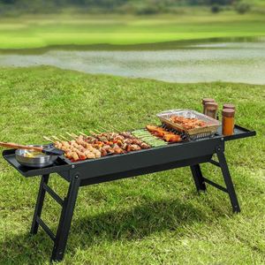 HX <b>Grill</b> XL6903 Outdoor Camping <b>Grill</b> with Foldable Sides Multifunctional Barbecue Rack Pull-Out Charcoal <b>Portable</b> - Product Image 4
