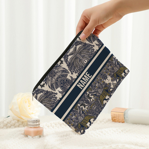 Pochette zippée en velours côtelé personnalisable avec nom, motif imprimé moderne, sac de maquillage portable léger et personnalisé, trousse de <span class=keywords><strong>toilette</strong></span> de voyage - Product Image 3