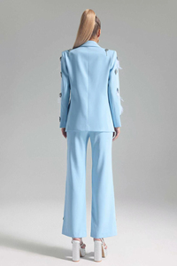 여성 블레이저 긴 소매 연한 파란색 장식 정장 여성 블레이저 - Product Image 6