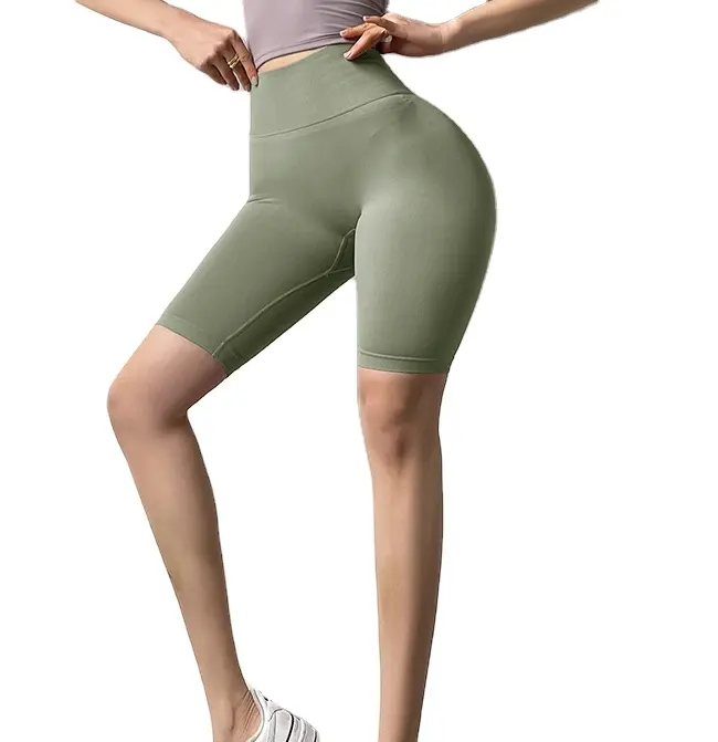 2021 Musim Panas Baru Desain Tinggi Pinggang Celana Pendek untuk Wanita Yoga Biker Tinggi Pinggang Celana Pendek Wanita