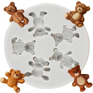 Cartoon Bear Silicone Mold For Chocolate Fondant Cake Decorations 5 Cavities Round Shape - Product Image 5