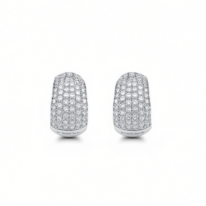 Orecchini a Cerchio E2445 in Oro Bianco con Diamanti Taglio Brillante Rotondo e Micro Incastonatura, Gioielli di Lusso per Donna - Product Image 1