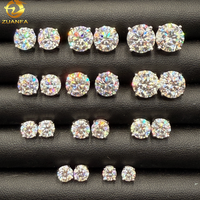 Boucles d'Oreilles Clous Rondes Solitaires Diamant en Moissanite VVS, Plaqué Or 10K 14K, Argent S925, Style Hip-Hop, Fermoir à Vis, Luxe à Prix Abordable