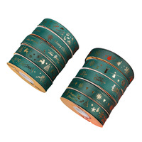 Ruban de Noël E-Magic 25 mm, ruban gros-grain imprimé, ruban à estampage à chaud, ruban pour la fabrication de nœuds, pour la décoration de sapins de Noël, les couronnes, l'emballage de cadeaux