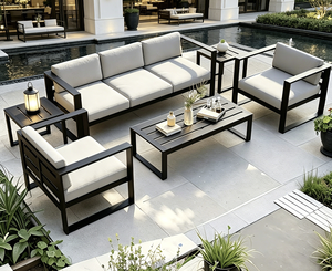 Conjunto de Sofás Modulares de Aluminio con Recubrimiento en Polvo para Exteriores, Muebles de Conversación con Asientos Profundos, Resistentes a la Oxidación, para <span class=keywords><strong>Terraza</strong></span> - Product Image 2