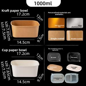 Boîte à <span class=keywords><strong>lunch</strong></span> en papier d'emballage épais brun rectangulaire coin arrondi boîte à <span class=keywords><strong>lunch</strong></span> à emporter bol en papier jetable de restauration rapide - Product Image 6