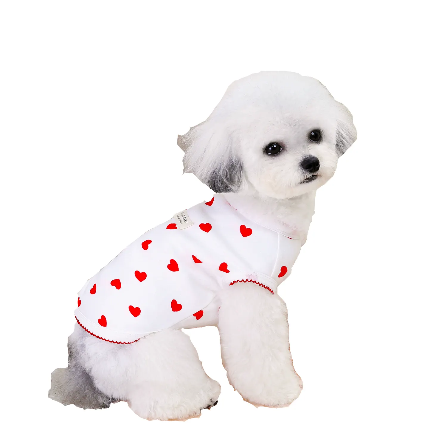 Hundebekleidung Trueran cool klein Hund bedruckt Herz niedliche Weste T-Shirt atmungsaktiv weich bequem gemütlich Welpen Sommerkleidung