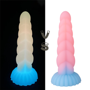 Jouets sexuels anaux lumineux en silicone pour femmes gode à ventouse avec énorme godemichet anal brillant gode à prise anale souple et flexible - Product Image 2