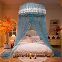 Moustiquaire de lit pliable style princesse avec broderie en dentelle pour chambre, extérieur et voyage