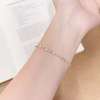 Bracelet tennis élégant et minimaliste en or jaune 18 carats avec diamants de laboratoire, motif goutte d'eau et rondes alternées, pour femme, cadeau quotidien, vente en gros
