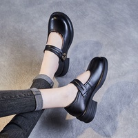 Chaussures plates Mary Jane pour femmes en cuir véritable de haute qualité, à enfiler, coupe basse, semelle en caoutchouc, légères, printemps/été