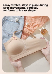 Bretelles réglables minces à la mode sans fil sans couture respirant 3/4 bonnets soutien-gorge push-up gros seins Spandex matériel - Product Image 2