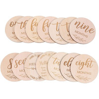 14 pièces Fun Card Double Face Gravé Naissance Signe Fête Nouveau-Né Photo Props En Bois Bébé Jalons