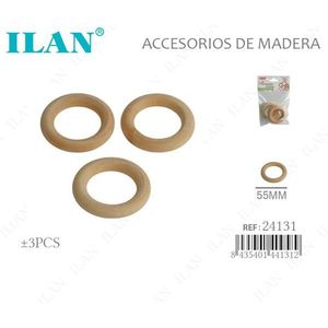 Anelli in legno Ilan 55 mm 3 pezzi per artigianato e progetti in legno - Product Image 3
