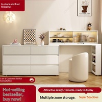 Commode minimaliste avec panneau, style crème, et table de maquillage d'angle télescopique, petite, pour chambre romantique à la française