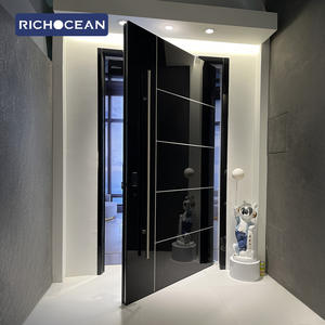 Puerta de Seguridad Antirrobo de Aluminio de Lujo Richocean con Cerradura Inteligente, <span class=keywords><strong>Timbre</strong></span> y Espejo Negro, Puerta Pivotante de Entrada - Product Image 2