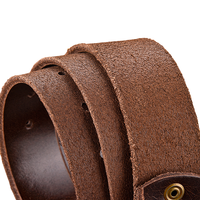 Vente en gros en usine Bracelet en cuir de grain supérieur classique de couleur marron de luxe sans boucle