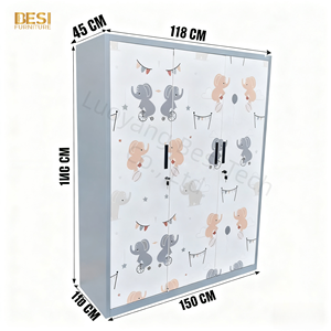 Zapatero apilable de acero inoxidable con patrón impreso de 3 puertas para sala de estar y uso en Hotel, Zapatero para niños, almacenamiento a prueba de herrumbre - Product Image 2