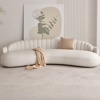 Canapé ergonomique incurvé moderne en cuir crème/cachemire, écologique, pour salon de beauté, petit appartement, bureau à domicile, salle d'attente commerciale