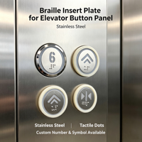 Plaque d'insertion tactile en braille pour bouton d'ascenseur, en acier inoxydable, avec numéros et symboles personnalisés, panneau métallique accessible, pièce de modèle