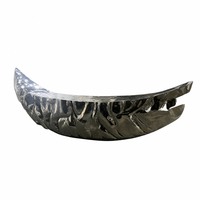 Banc Sculptural Moderne en Acier Inoxydable Plié, Effet Vague Argentée, avec Miroir en Croissant, Personnalisable, pour Projets de Hall d'Hôtel, Commande en Gros