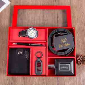 Set de Regalo de Lujo para Hombre: Reloj de Moda, Cartera, Llavero y Perfume, Regalos para el Día del Padre, San Valentín, Cumpleaños, Caja de Regalo - Product Image 5