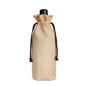 Custom Logo Blank Reusable Cotton Burlap Linen Fabric Drawstring Wine <b>Bottle</b> <b>Gift</b> Dust <b>Bag</b> - Product Image 1