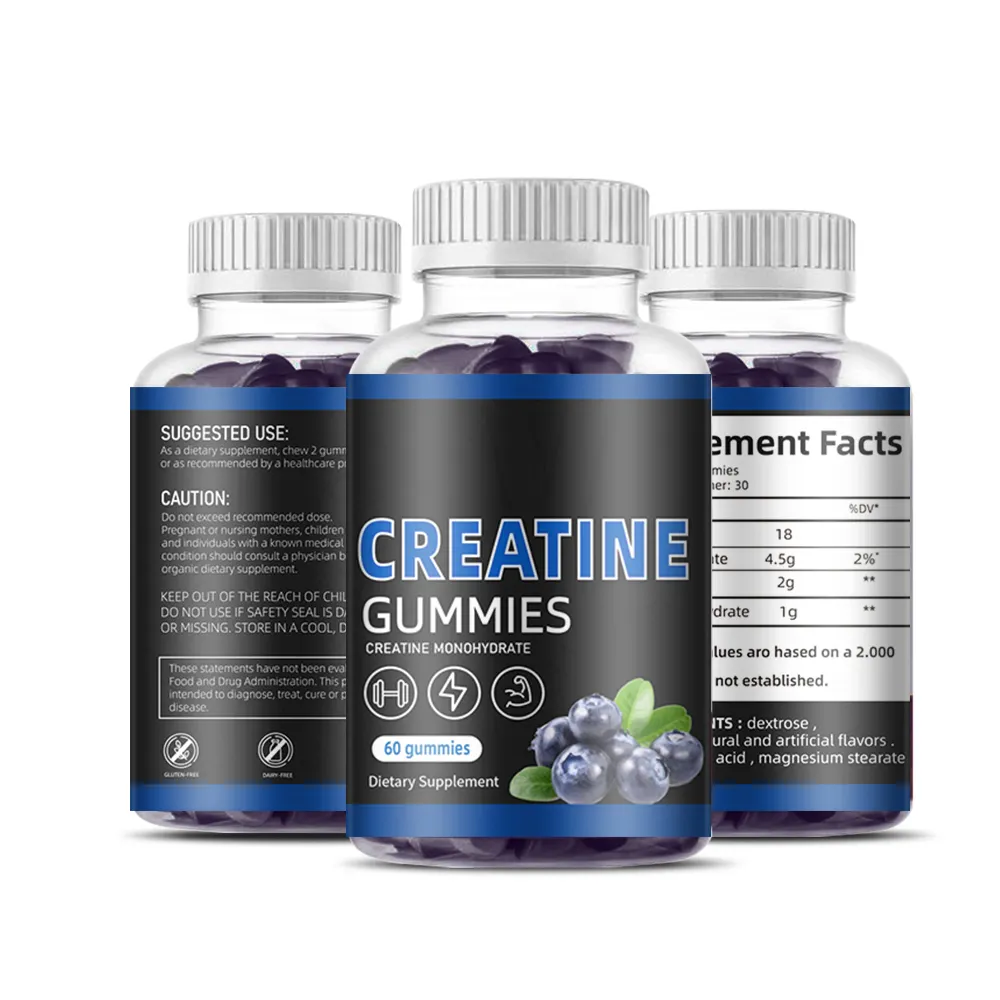 Private Label Pre Workout Supplement Creatine Monohydraat Energie Gummy Creatine Gummies Voor Spiergroei Pillen