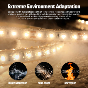 ไฟ LED แบบยืดหยุ่นกันน้ำ IP68 คุณภาพสูง ทนความร้อนสูง 80LEDs/m DC24V SMD 3030 สำหรับห้องซาวน่าและห้องอบไอน้ำ - Product Image 2