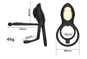 男性用シリコーン振動コックリングペニスリング遅延射精男性大人のおもちゃ - Product Image 2