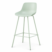 Tabouret de bar moderne en plastique moulé avec pieds en acier et repose-pieds pour hôtel, café, restaurant, sièges commerciaux