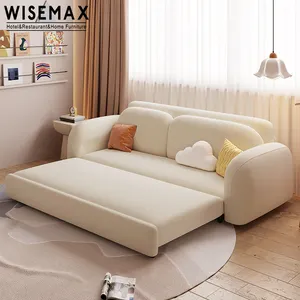 WISEMAX Furnitur Sofa Ruang Tamu Mewah Tempat Tidur Lipat Menghemat Ruang Santai Sofa Malas Sofa Berbentuk I Kain Beludru Sofa Tempat Tidur