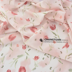Tela de Chifón Floral al por Mayor para Confección de Vestidos, Tela de Chifón Estampada con <span class=keywords><strong>Tulipanes</strong></span> en Acuarela - Product Image 4