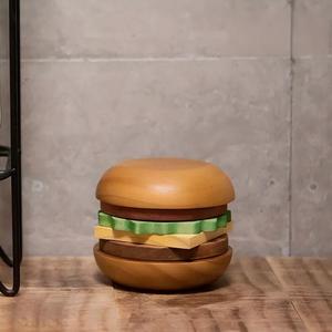 Ensemble de sous-verres en bois de pin naturel en forme de hamburger et de porte-filtre à café pour café et fête - Product Image 5